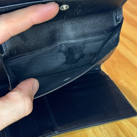 Authentic PRADA NYLON/LEATHER TRI-FOLD Wallet Black - Picture 5 of 7